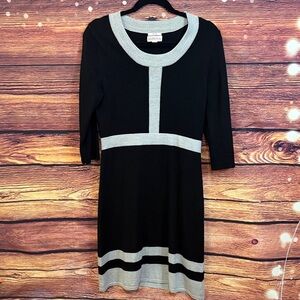 Merona Black and Gray 3/4 Sleeve Dress